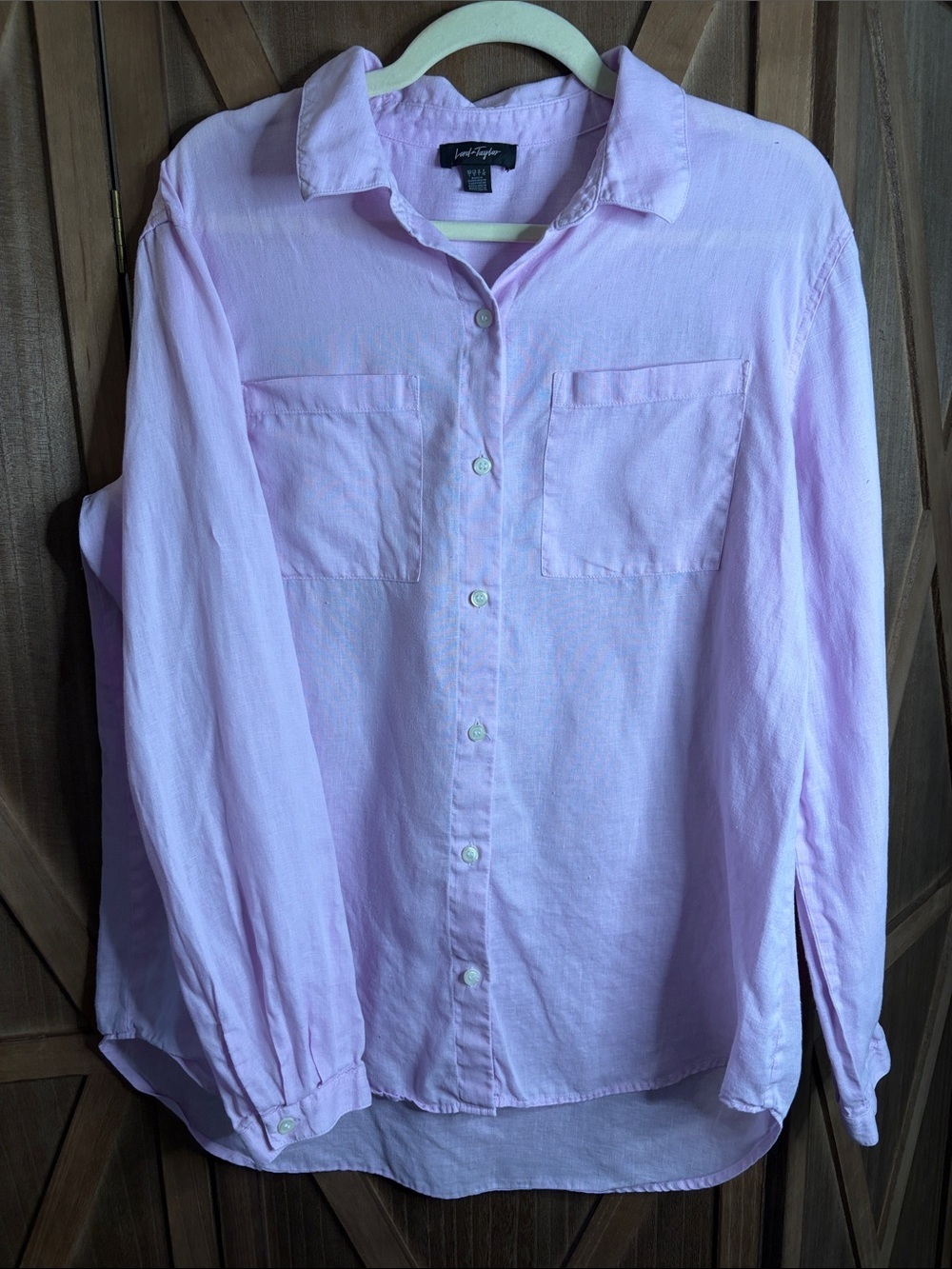 LORD & TAYLOR Lavender Long Sleeve Button Down Shirt Top SIZE LARGE